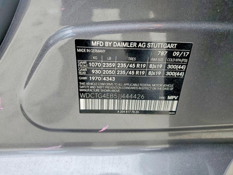 Продаж на аукціоні авто 2018 Mercedes-benz Gla, vin: WDCTG4EB5JJ444426, номер лоту: 52872596