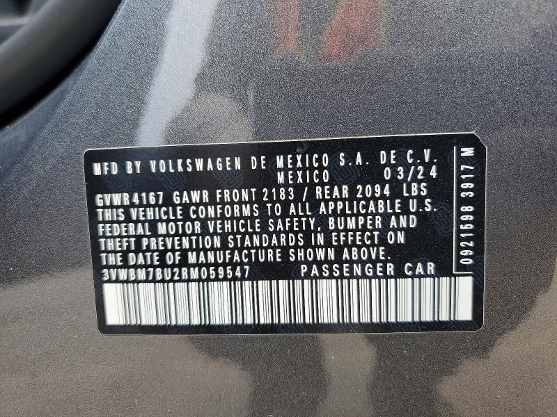 Продаж на аукціоні авто 2024 Volkswagen Jetta, vin: 3VWBM7BU2RM059547, номер лоту: 54062436