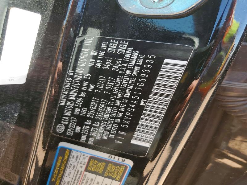 2018 Kia Sorento მანქანა იყიდება აუქციონზე, vin: 5XYPG4A51JG393935, აუქციონის ნომერი: 53251126