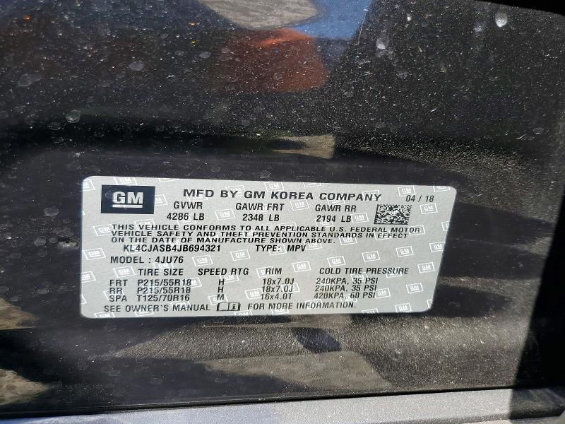Aukcja sprzedaży 2018 Buick Encore, vin: KL4CJASB4JB694321, numer aukcji: 53369226