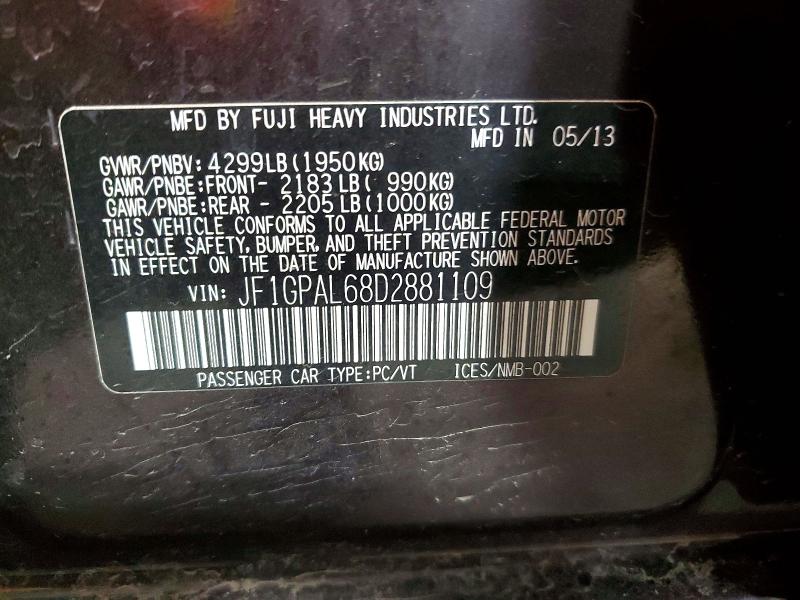 Продажа на аукционе авто 2013 Subaru Impreza, vin: JF1GPAL68D2881109, номер лота: 53418876