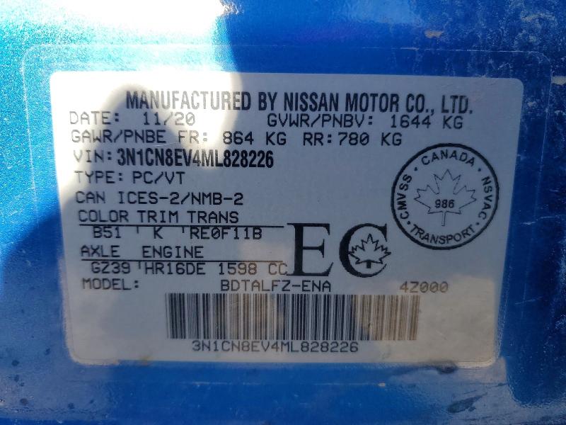 53077446 :رقم المزاد ، 3N1CN8EV4ML828226 vin ، 2021 Nissan Versa مزاد بيع