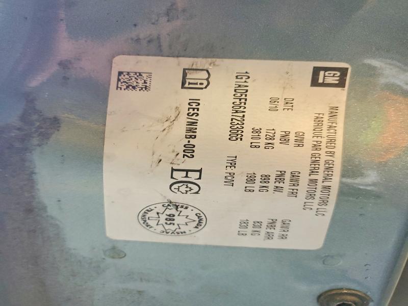 2010 Chevrolet Cobalt მანქანა იყიდება აუქციონზე, vin: 1G1AD5F56A7233665, აუქციონის ნომერი: 55421646