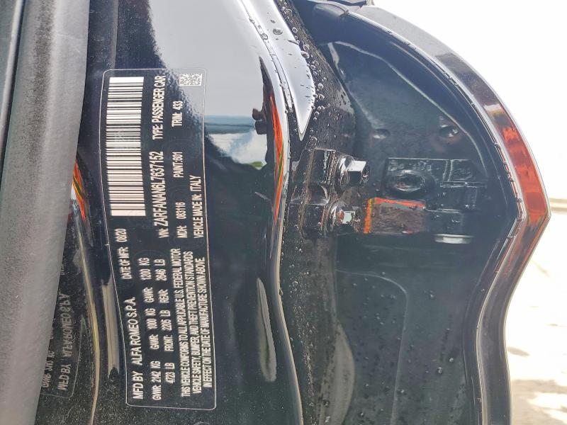 52891616 :رقم المزاد ، ZARFANAN6L7637152 vin ، 2020 Alfa Romeo Giulia مزاد بيع