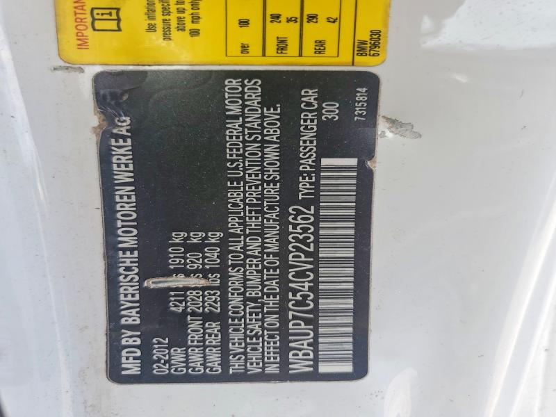 52569656 :رقم المزاد ، WBAUP7C54CVP23562 vin ، 2012 Bmw 128 مزاد بيع