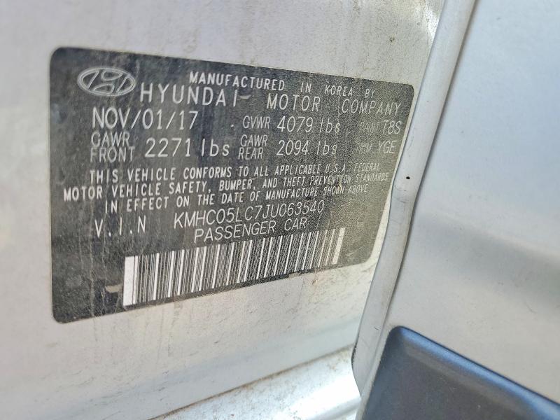 51917476 :رقم المزاد ، KMHC05LC7JU063540 vin ، 2018 Hyundai Ioniq مزاد بيع