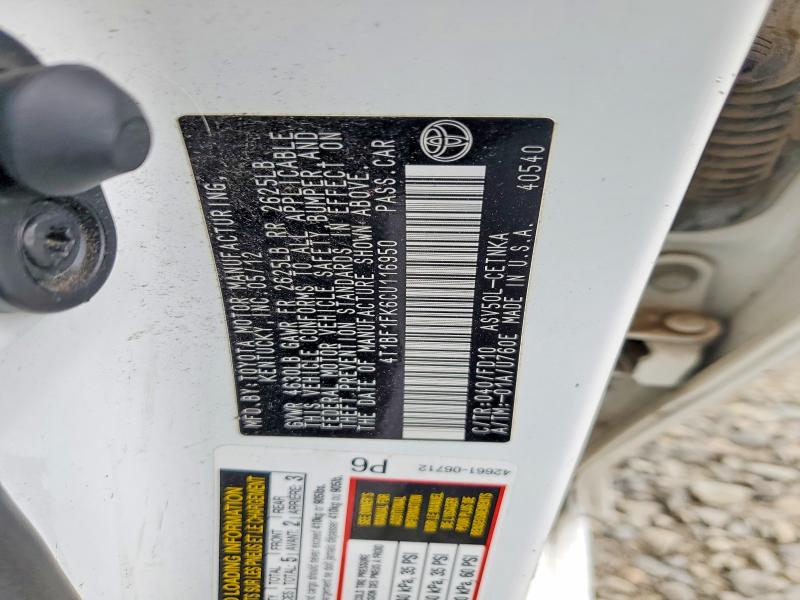 Aukcja sprzedaży 2012 Toyota Camry, vin: 4T1BF1FK6CU116950, numer aukcji: 54844996