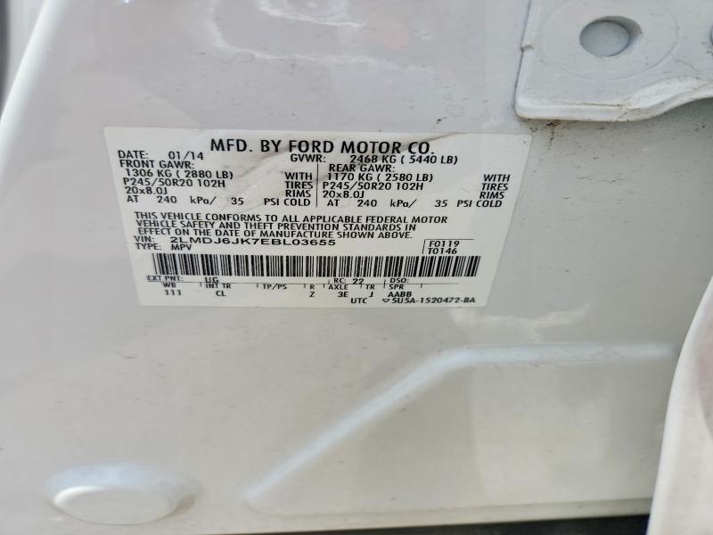 Продаж на аукціоні авто 2014 Lincoln Mkx, vin: 2LMDJ6JK7EBL03655, номер лоту: 54156986