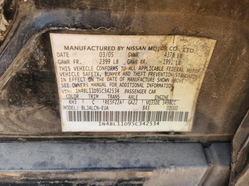 53542766 :رقم المزاد ، 1N4BL11D95C342534 vin ، 2005 Nissan Altima مزاد بيع