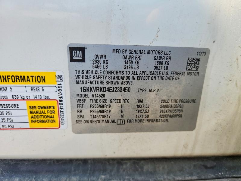 Aukcja sprzedaży 2014 Gmc Acadia, vin: 1GKKVRKD4EJ233450, numer aukcji: 55037116