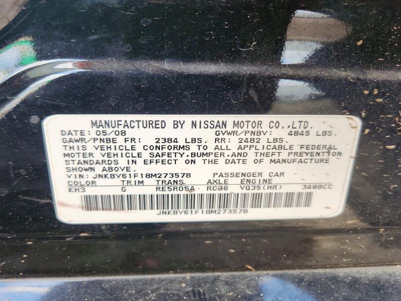 55240346 :رقم المزاد ، JNKBV61F18M273578 vin ، 2008 Infiniti G35 مزاد بيع