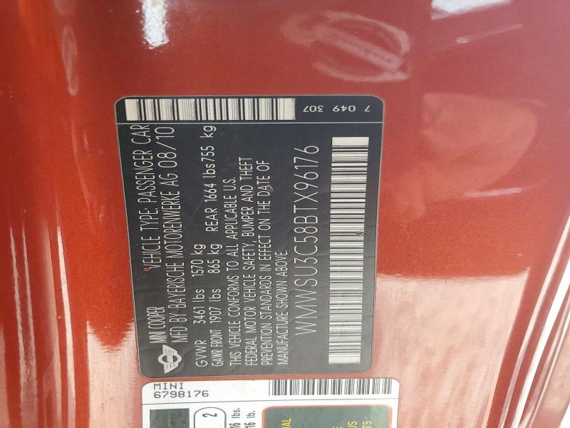 Продаж на аукціоні авто 2011 Mini Cooper, vin: WMWSU3C58BTX96176, номер лоту: 51829736