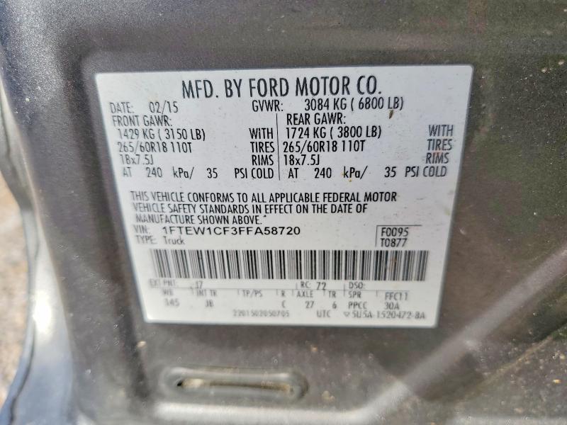 Aukcja sprzedaży 2015 Ford F150, vin: 1FTEW1CF3FFA58720, numer aukcji: 50834956