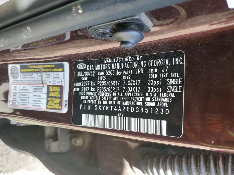 Продаж на аукціоні авто 2013 Kia Sorento, vin: 5XYKT4A26DG351230, номер лоту: 53726976
