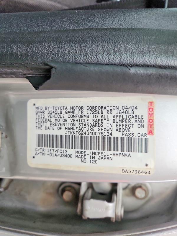 Продаж на аукціоні авто 2004 Scion Xa, vin: JTKKT624040078134, номер лоту: 54444656