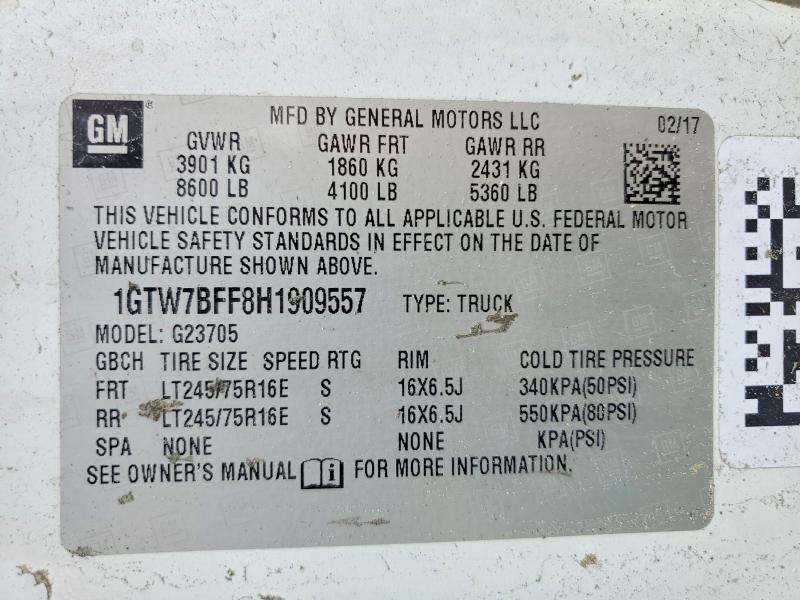 Продаж на аукціоні авто 2017 Gmc Savana, vin: 1GTW7BFF8H1909557, номер лоту: 54969016