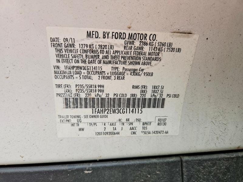 Aukcja sprzedaży 2012 Ford Taurus, vin: 1FAHP2EW3CG114115, numer aukcji: 54456106