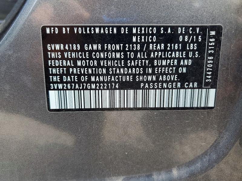 Aukcja sprzedaży 2016 Volkswagen Jetta, vin: 3VW267AJ7GM222174, numer aukcji: 52871196