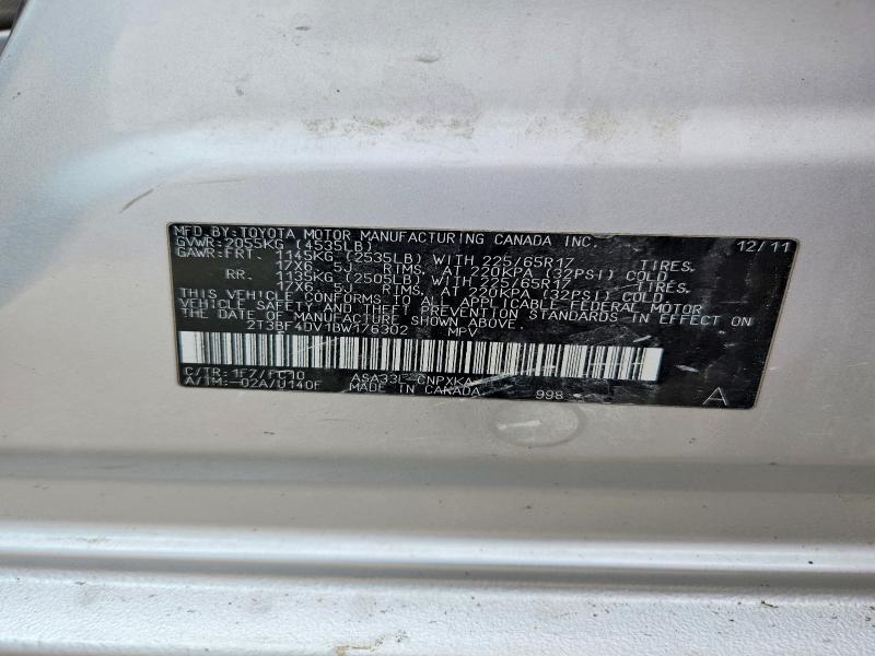52496536 :رقم المزاد ، 2T3BF4DV1BW176302 vin ، 2011 Toyota Rav4 مزاد بيع