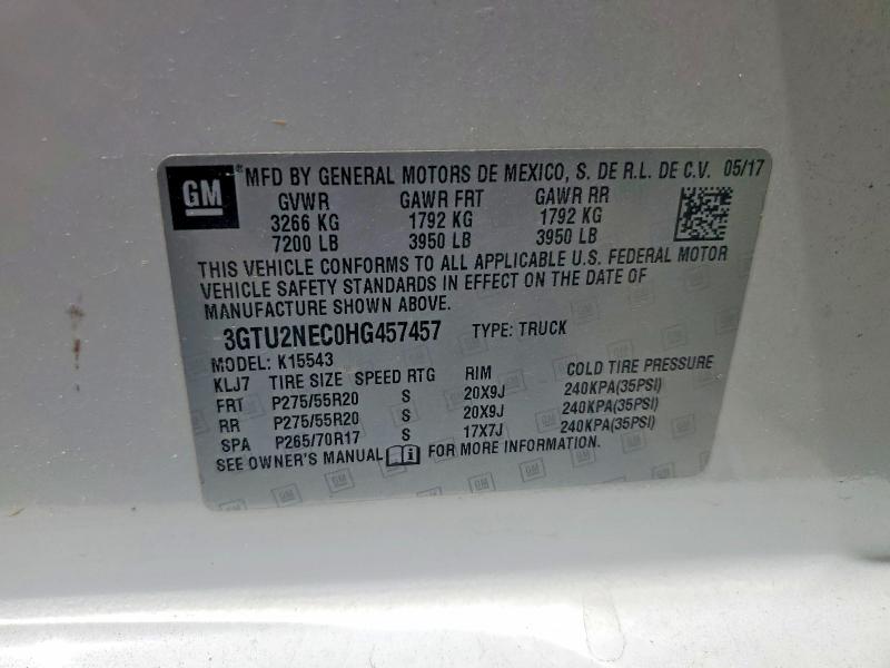 Продаж на аукціоні авто 2017 Gmc Sierra, vin: 3GTU2NEC0HG457457, номер лоту: 53721126