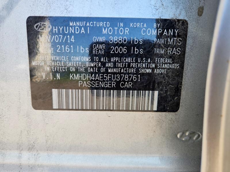 Продажа на аукционе авто 2015 Hyundai Elantra, vin: KMHDH4AE5FU378761, номер лота: 51609186