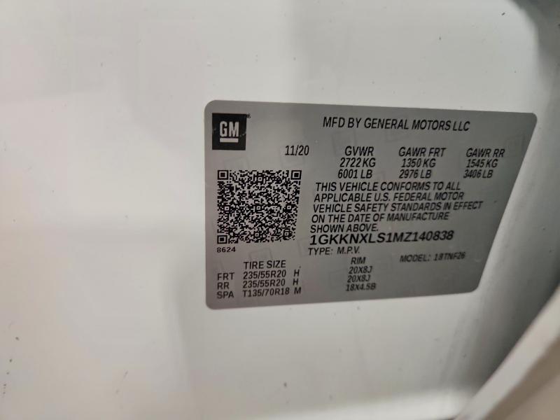 Продаж на аукціоні авто 2021 Gmc Acadia, vin: 1GKKNXLS1MZ140838, номер лоту: 52063746
