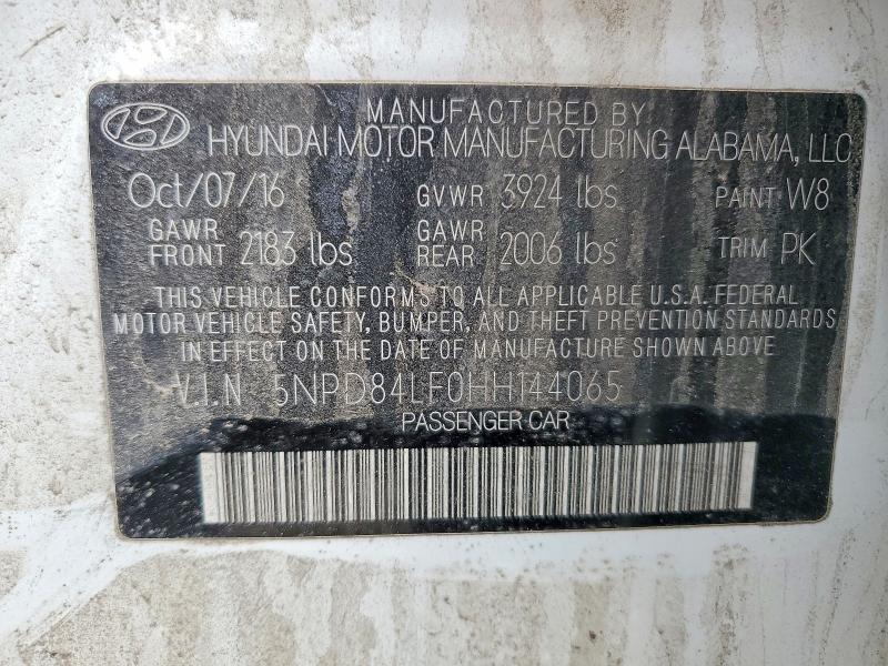 52155746 :رقم المزاد ، 5NPD84LF0HH144065 vin ، 2017 Hyundai Elantra مزاد بيع