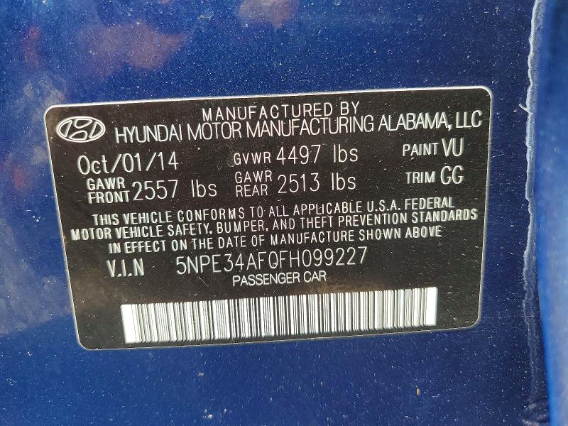 53835606 :رقم المزاد ، 5NPE34AF0FH099227 vin ، 2015 Hyundai Sonata مزاد بيع