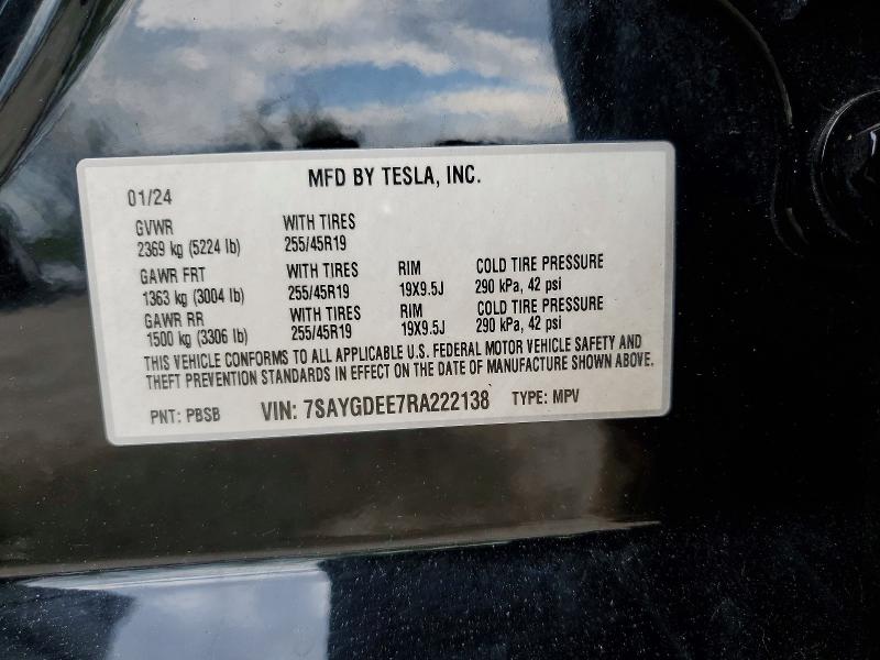 2024 Tesla Model Y მანქანა იყიდება აუქციონზე, vin: 7SAYGDEE7RA222138, აუქციონის ნომერი: 52290786