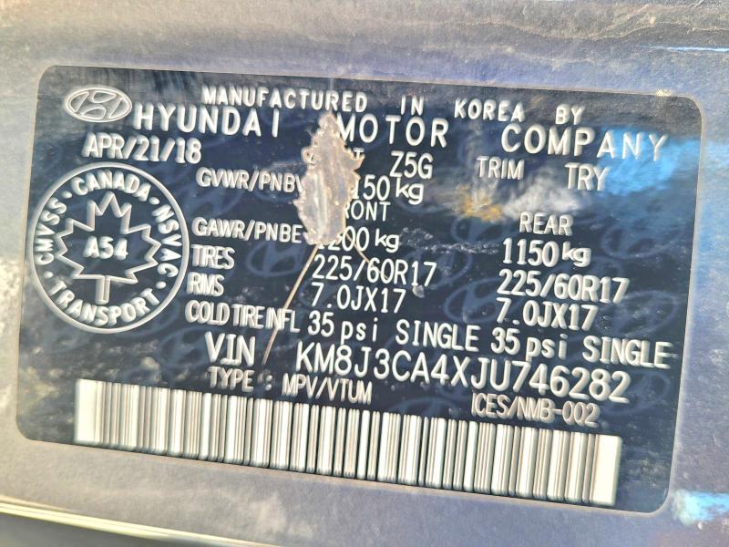 Продаж на аукціоні авто 2018 Hyundai Tucson, vin: KM8J3CA4XJU746282, номер лоту: 55037966