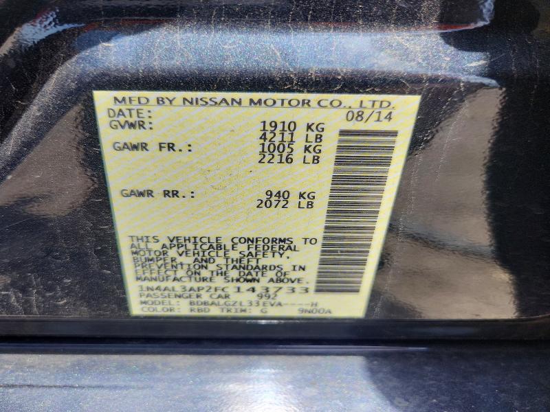 54391546 :رقم المزاد ، 1N4AL3AP2FC143733 vin ، 2015 Nissan Altima مزاد بيع