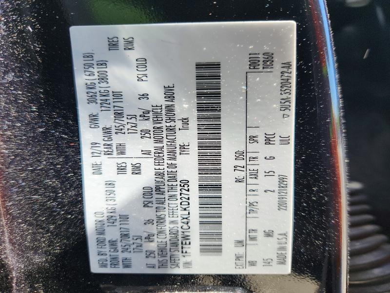 Aukcja sprzedaży 2020 Ford F150, vin: 1FTEW1C4XLKD27250, numer aukcji: 52209616