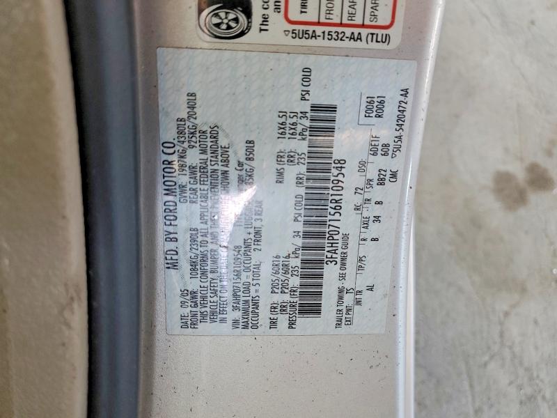 Продаж на аукціоні авто 2006 Ford Fusion, vin: 3FAHP07156R109548, номер лоту: 53022156