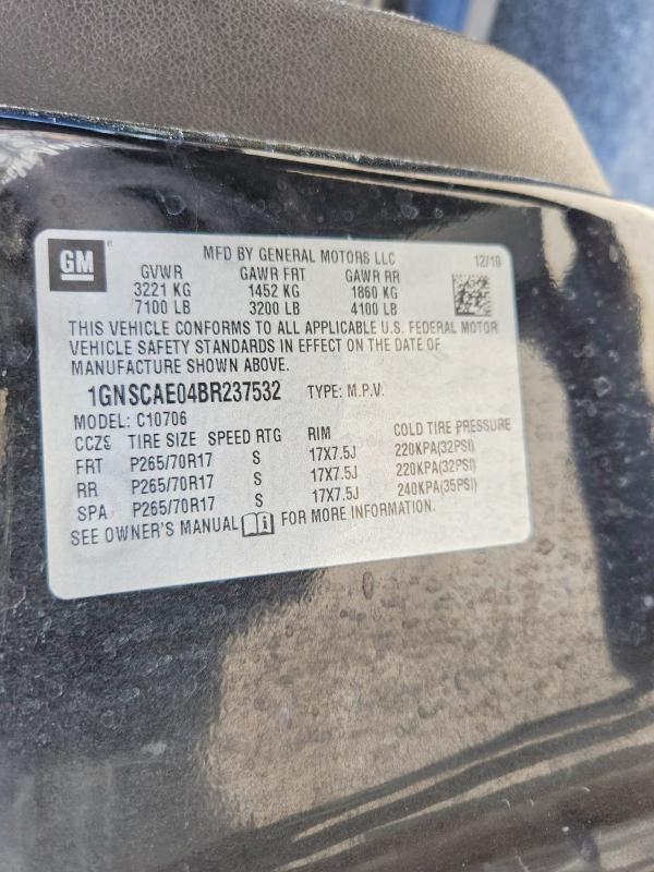Aukcja sprzedaży 2011 Chevrolet Tahoe, vin: 1GNSCAE04BR237532, numer aukcji: 54012466