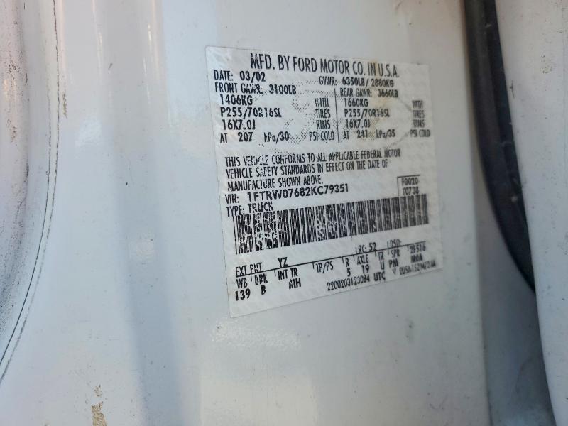 Продажа на аукционе авто 2002 Ford F150, vin: 1FTRW07682KC79351, номер лота: 53657696