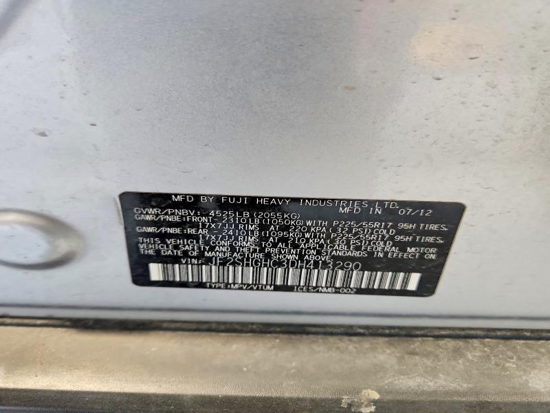 2013 Subaru Forester მანქანა იყიდება აუქციონზე, vin: JF2SHGHC3DH413290, აუქციონის ნომერი: 53454736