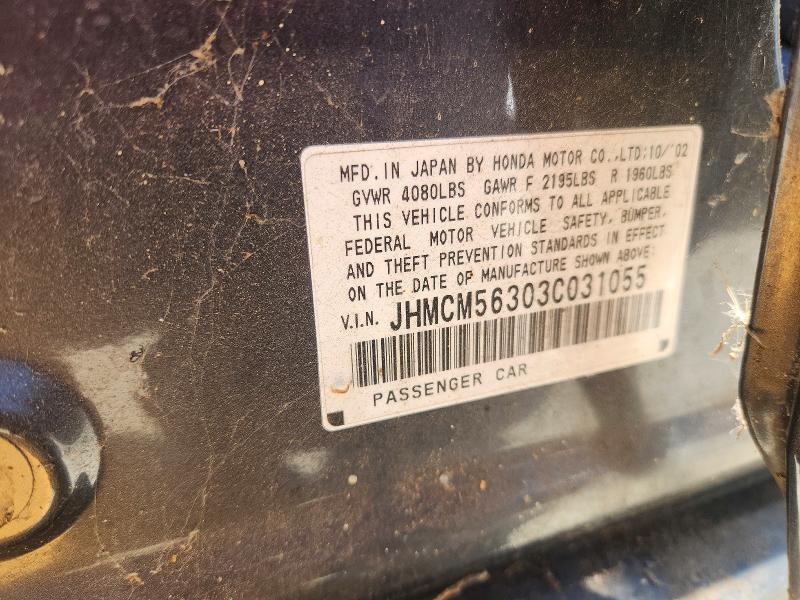 50684986 :رقم المزاد ، JHMCM56303C031055 vin ، 2003 Honda Accord مزاد بيع