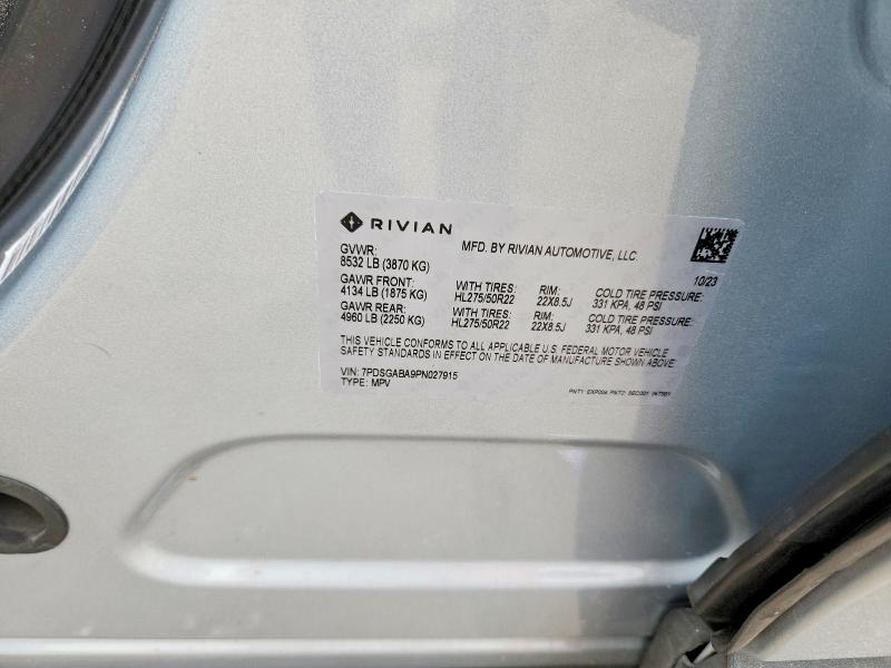 Aukcja sprzedaży 2023 Rivian R1s, vin: 7PDSGABA9PN027915, numer aukcji: 52922306