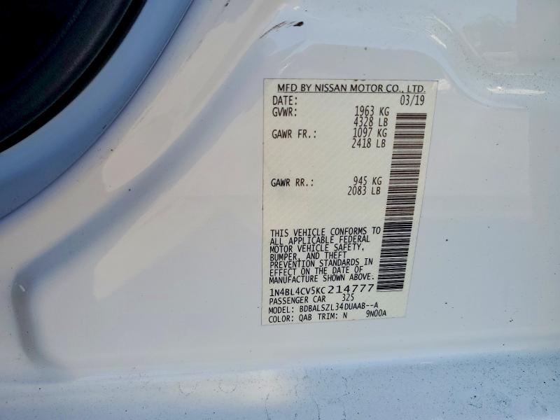 Aukcja sprzedaży 2019 Nissan Altima, vin: 1N4BL4CV5KC214777, numer aukcji: 53557586
