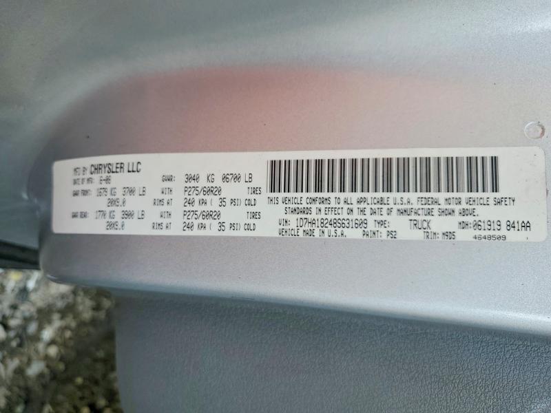53356826 :رقم المزاد ، 1D7HA18248S631609 vin ، 2008 Dodge Ram 1500 مزاد بيع