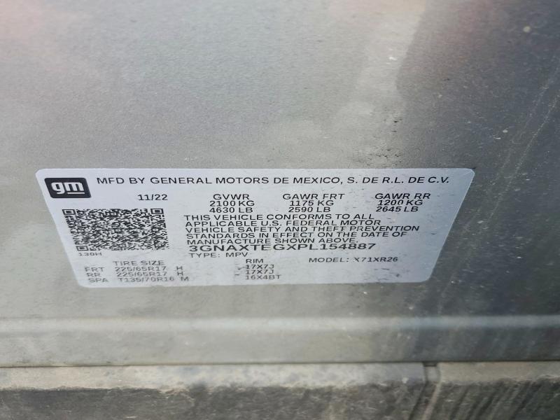 55274706 :رقم المزاد ، 3GNAXTEGXPL154887 vin ، 2023 Chevrolet Equinox مزاد بيع