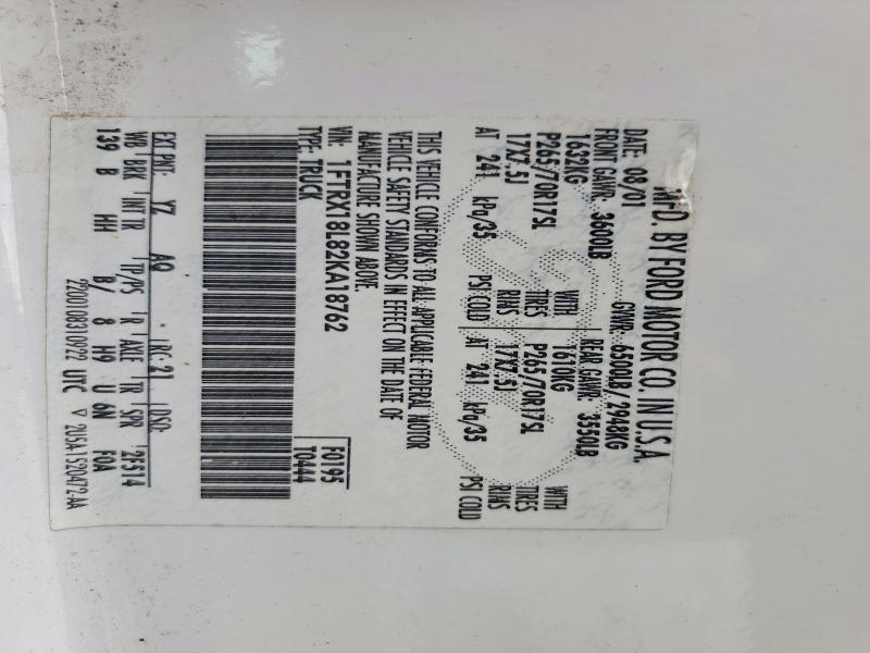 Продаж на аукціоні авто 2002 Ford F150, vin: 1FTRX18L82KA18762, номер лоту: 52143436