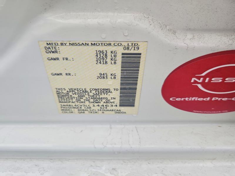 Продаж на аукціоні авто 2020 Nissan Altima, vin: 1N4BL4CV3LC144634, номер лоту: 52484376