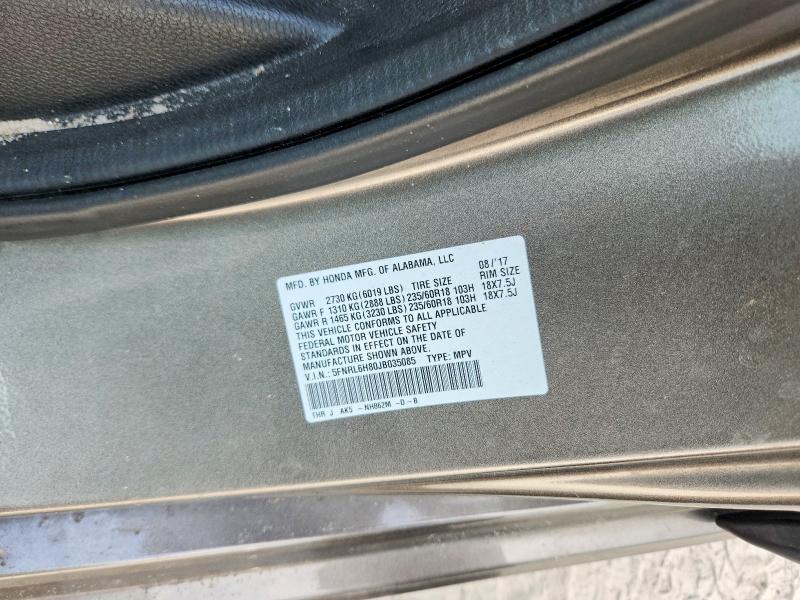 Продажа на аукционе авто 2018 Honda Odyssey, vin: 5FNRL6H80JB035085, номер лота: 54507256