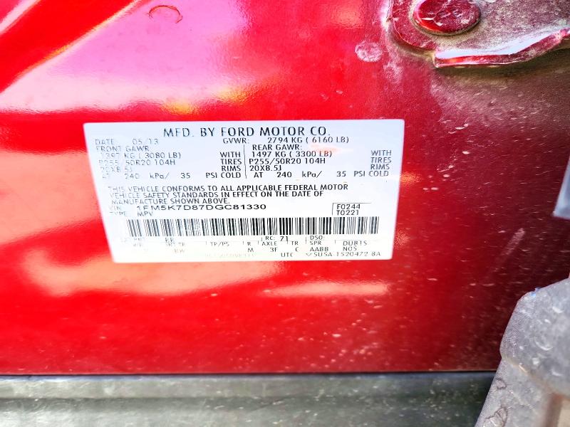 Продаж на аукціоні авто 2013 Ford Explorer, vin: 1FM5K7D87DGC81330, номер лоту: 54810406