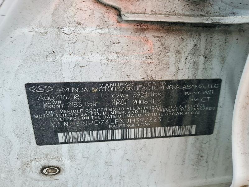2018 Hyundai Elantra მანქანა იყიდება აუქციონზე, vin: 5NPD74LFXJH397323, აუქციონის ნომერი: 55259876
