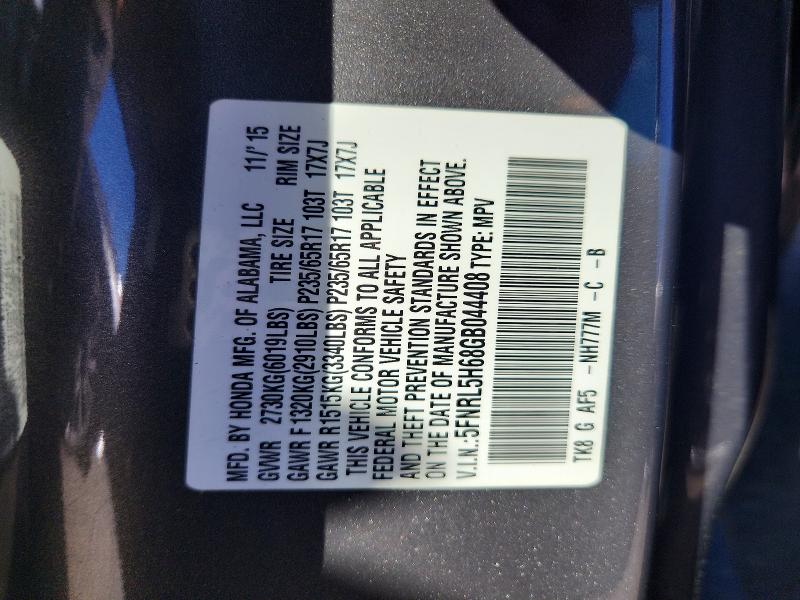 Aukcja sprzedaży 2016 Honda Odyssey, vin: 5FNRL5H68GB044408, numer aukcji: 55060966