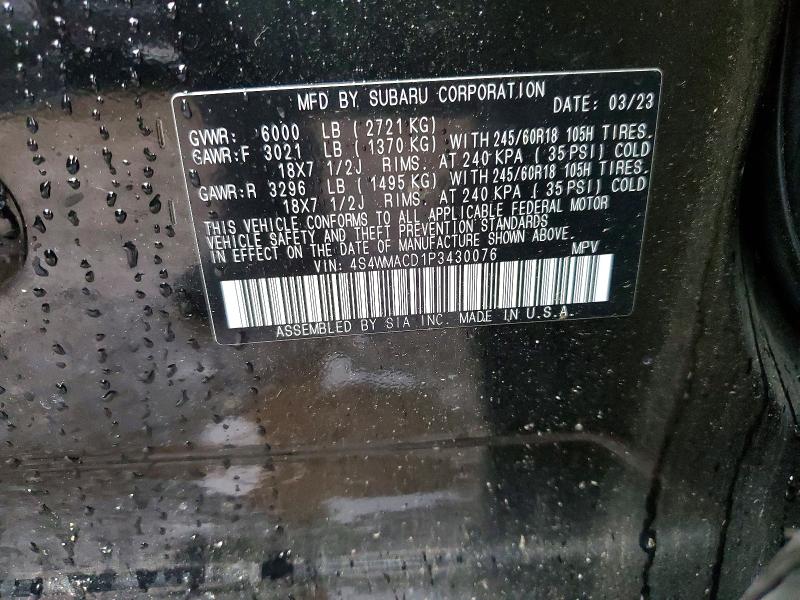Aukcja sprzedaży 2023 Subaru Ascent, vin: 4S4WMACD1P3430076, numer aukcji: 53749376