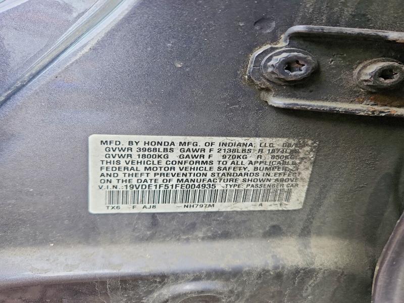 53694406 :رقم المزاد ، 19VDE1F51FE004935 vin ، 2015 Acura Ilx مزاد بيع