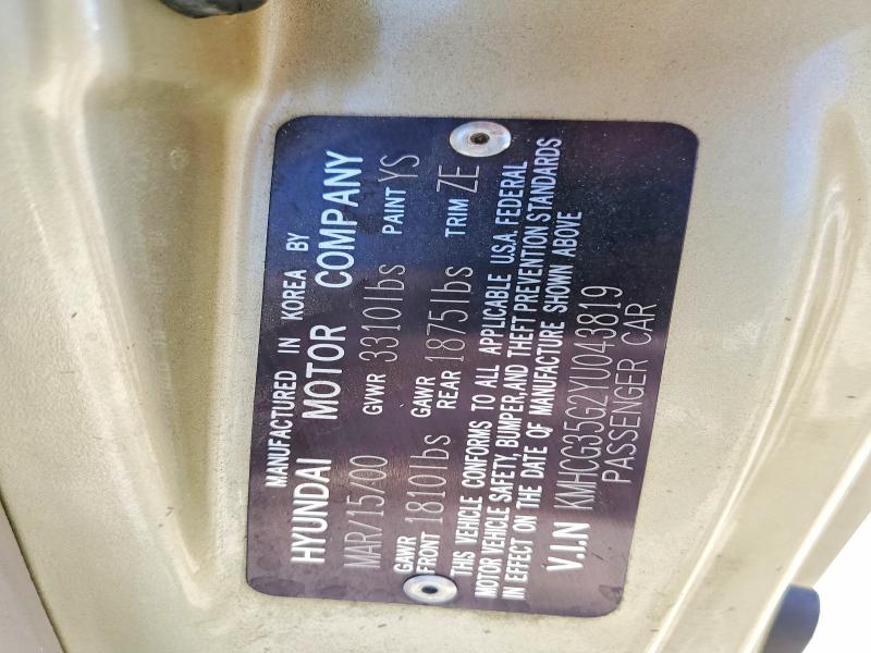 Продажа на аукционе авто 2000 Hyundai Accent, vin: KMHCG35G2YU043819, номер лота: 53196546
